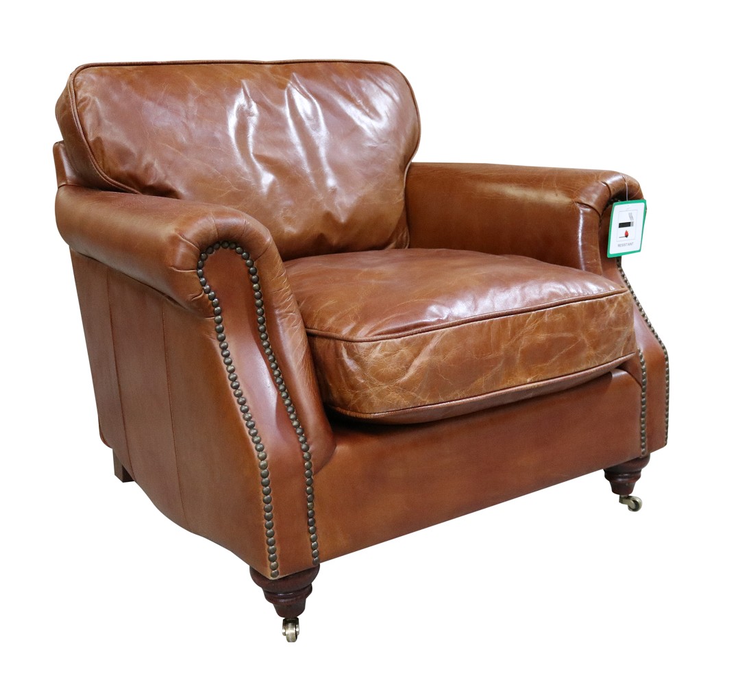 vintage_colonel_armchair_tan_distressed_real_leather